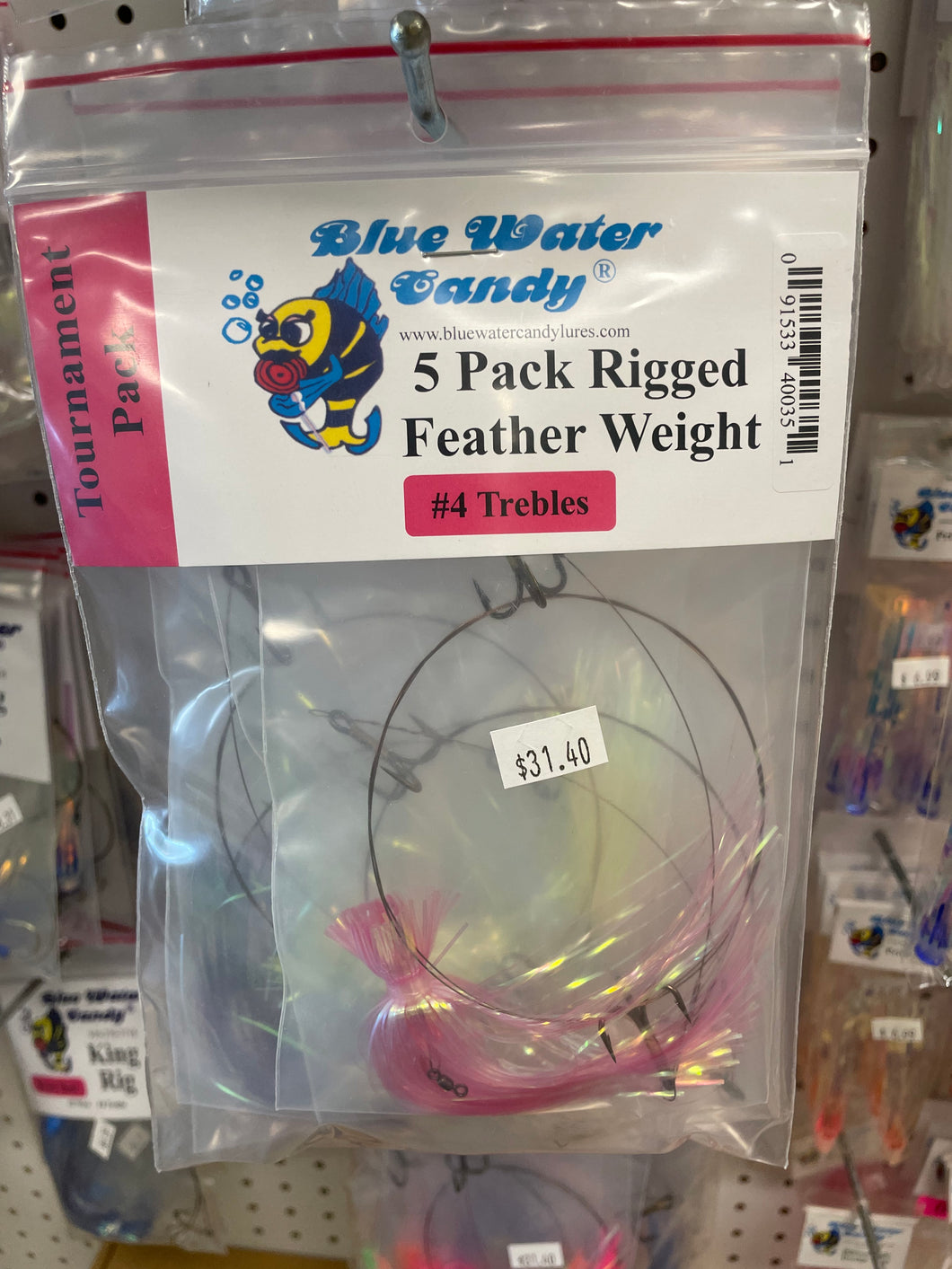 Blue Water Candy Tournament 5 Pack Rigged Feather Weight